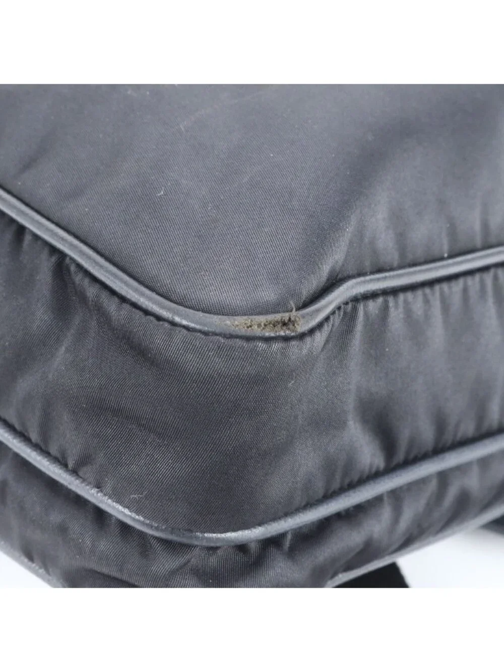 Prada Tessuto Nylon Leather Shoulder Bag Crossbody Messenger Business Black